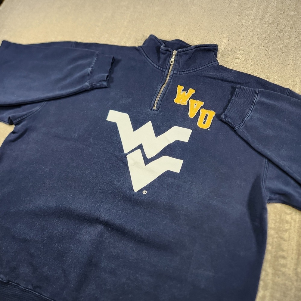 WVU Mountaineers Sweatshirt Men XL 1/4 Zip Pullover Football NCAA West Virginia